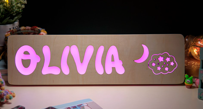Custom Baby’s Name Wooden Night Light