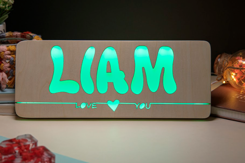 Custom Baby’s Name Wooden Night Light