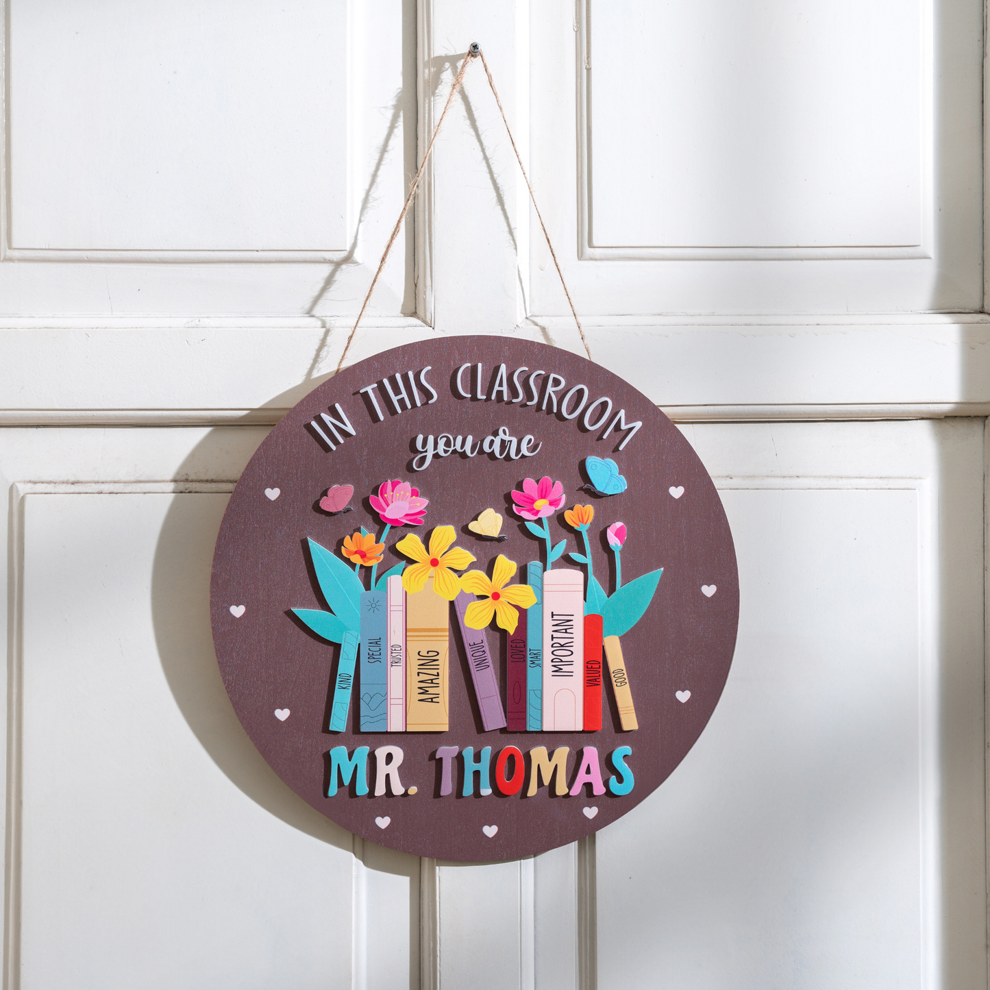 Personalized Floral Teacher Door Sign