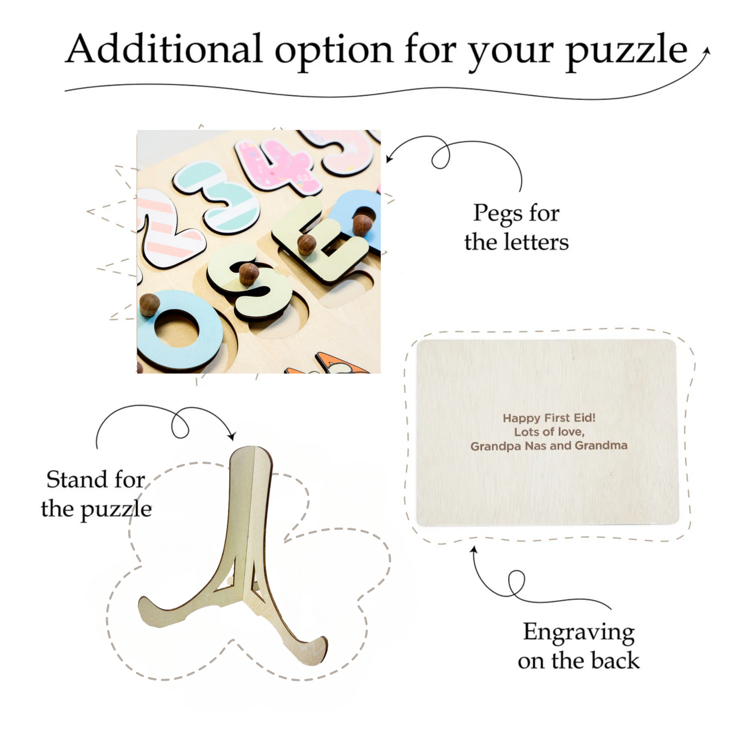 Personalized Baby Tyrannosaurus Wooden Name Puzzle