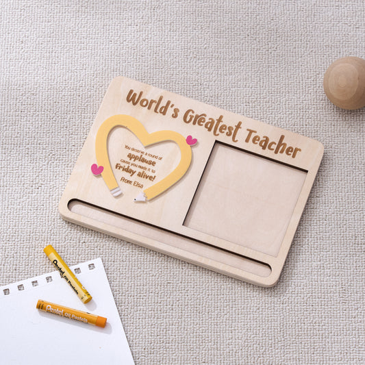 Customizable World's Greatest Teacher Sticky Note and Pen Holder