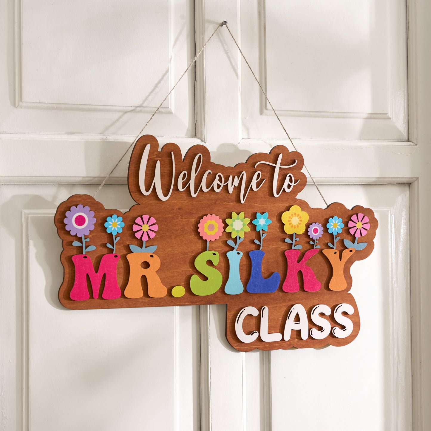 Personalized Floral Teacher Name Sign