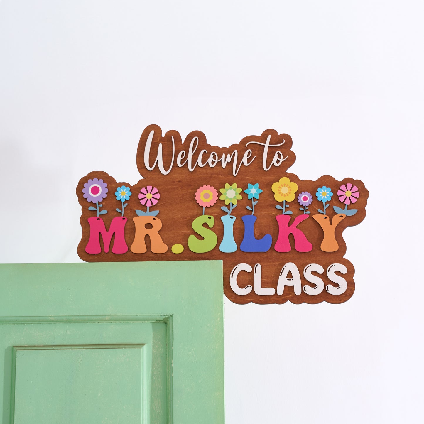 Personalized Floral Teacher Name Sign