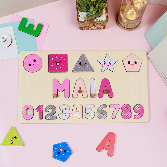 Personalized Baby Geometry Wooden Name Puzzle