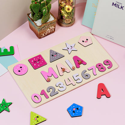 Personalized Baby Geometry Wooden Name Puzzle