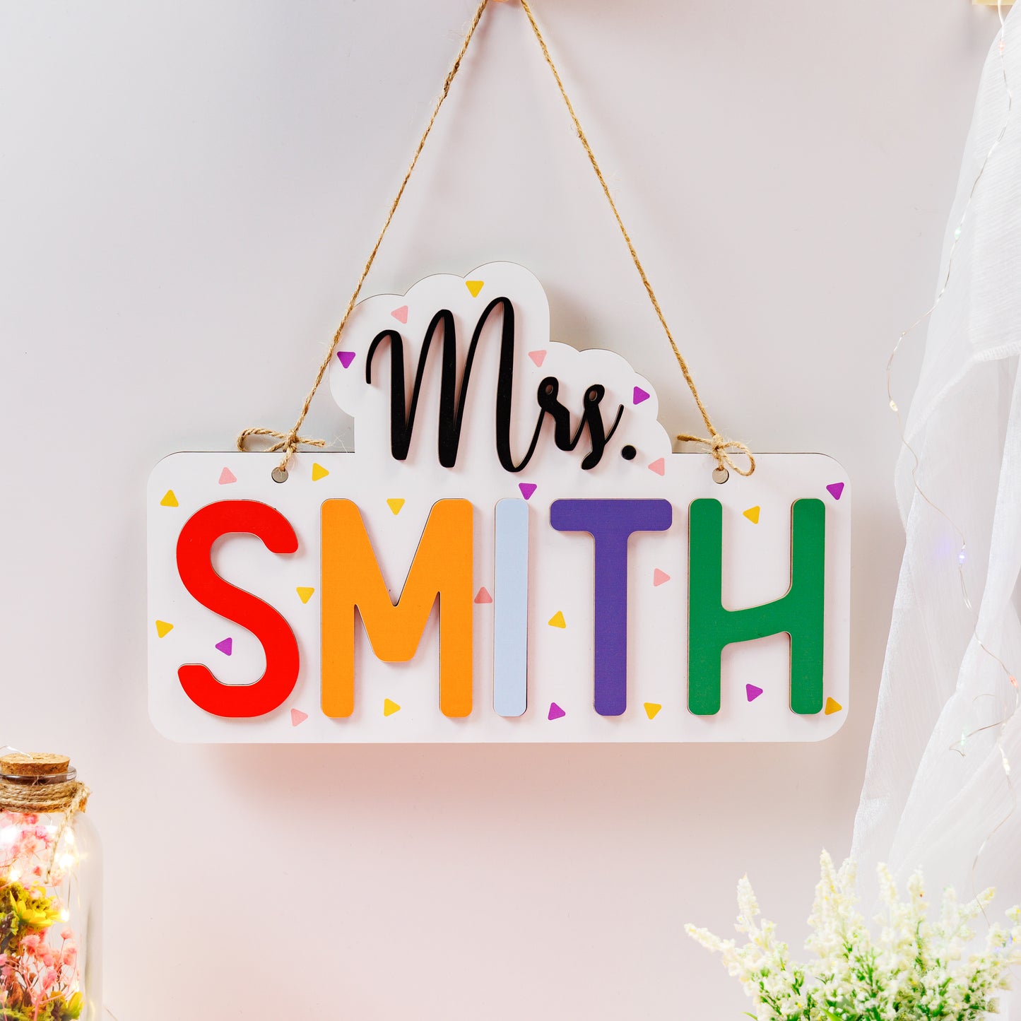 Custom Kindergarten Teacher Wooden Name Sign