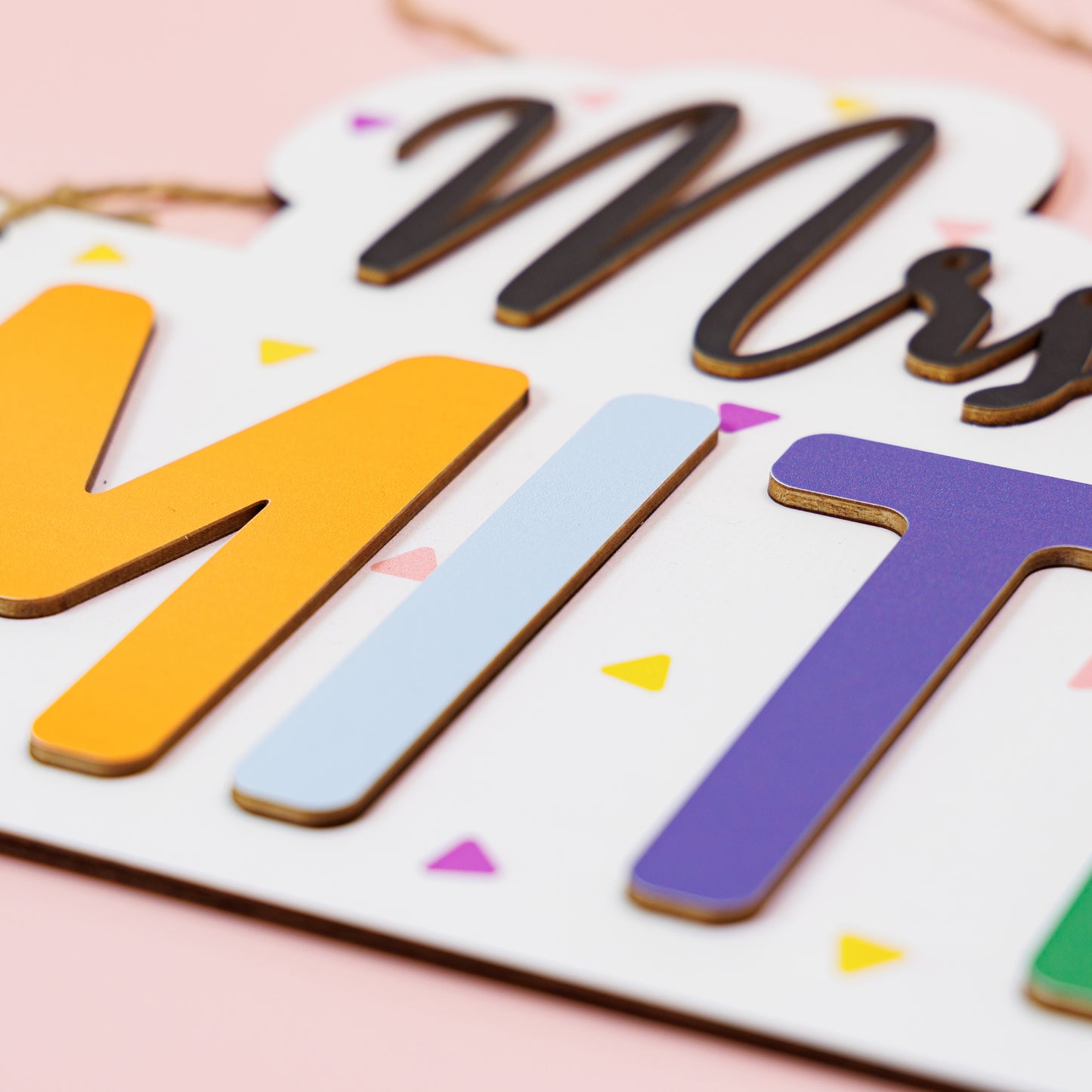 Custom Kindergarten Teacher Wooden Name Sign