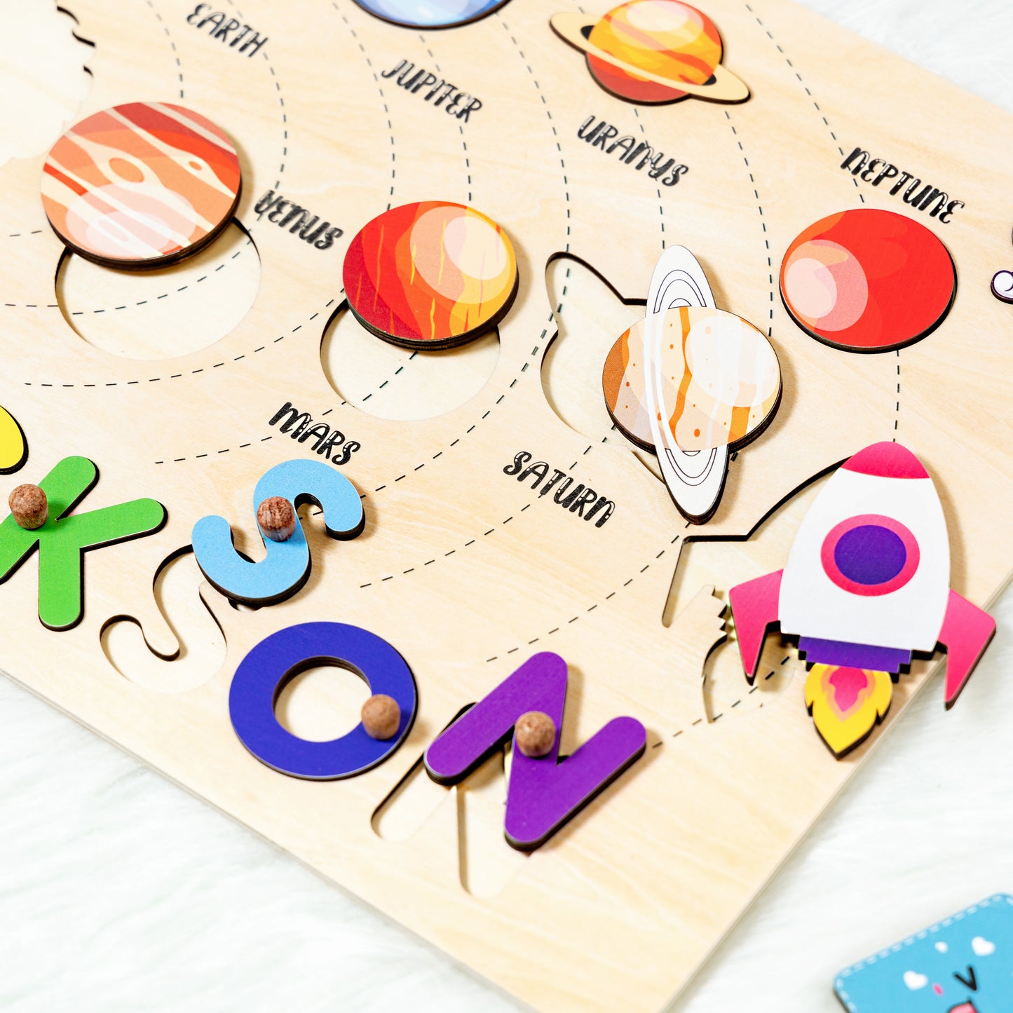 Personalized Baby Solar System Adventure Wooden Name Puzzle