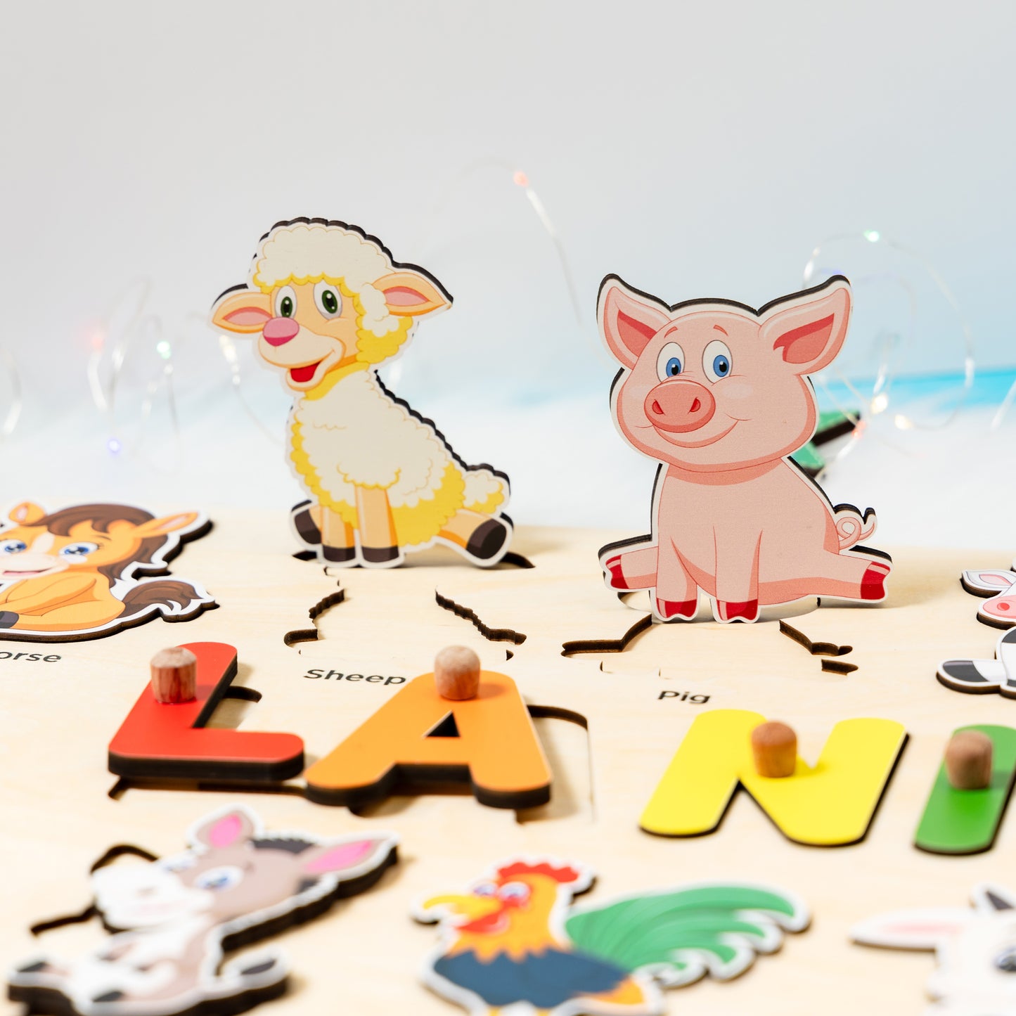 Personalized Baby Girl and Boy Animals Wooden Name Puzzle