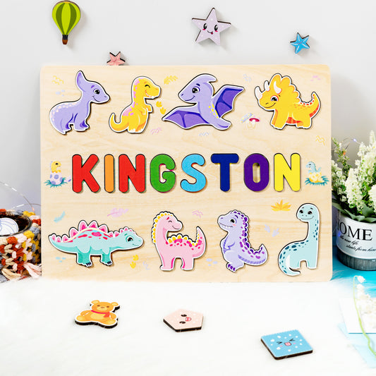 Personalized Baby Dinosaur's World Wooden Name Puzzle