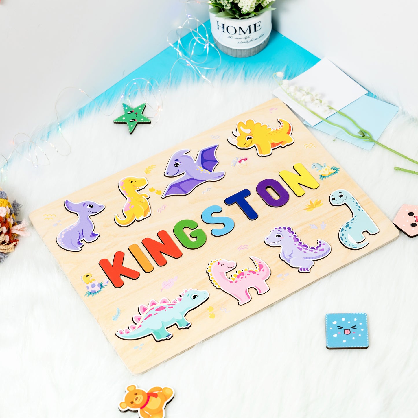 Personalized Baby Dinosaur's World Wooden Name Puzzle