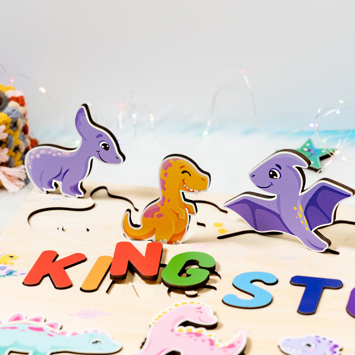 Personalized Baby Dinosaur's World Wooden Name Puzzle