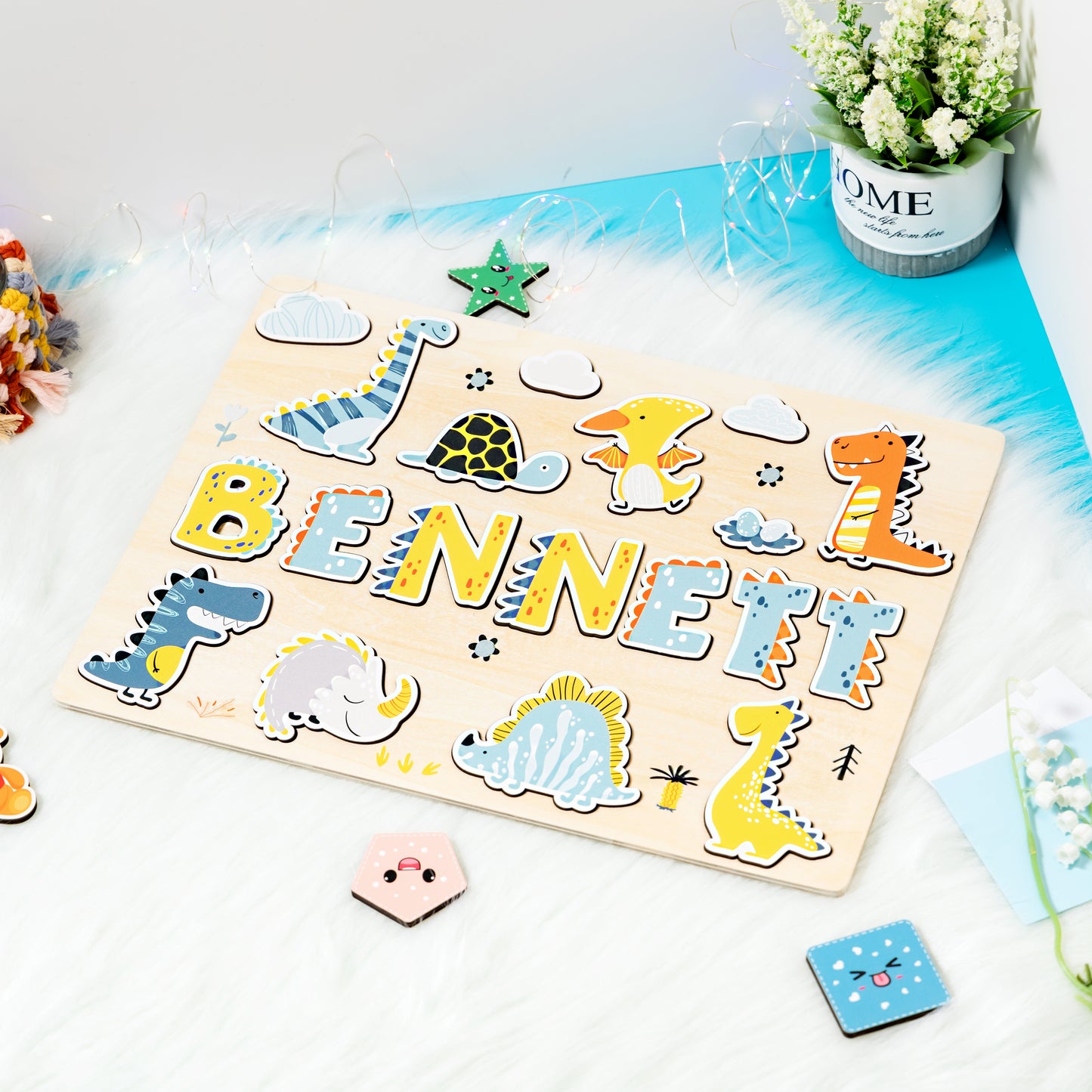 Personalized Baby Dinosaur's World Wooden Name Puzzle