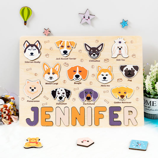 Personalized Baby Dog's World Wooden Name Puzzle