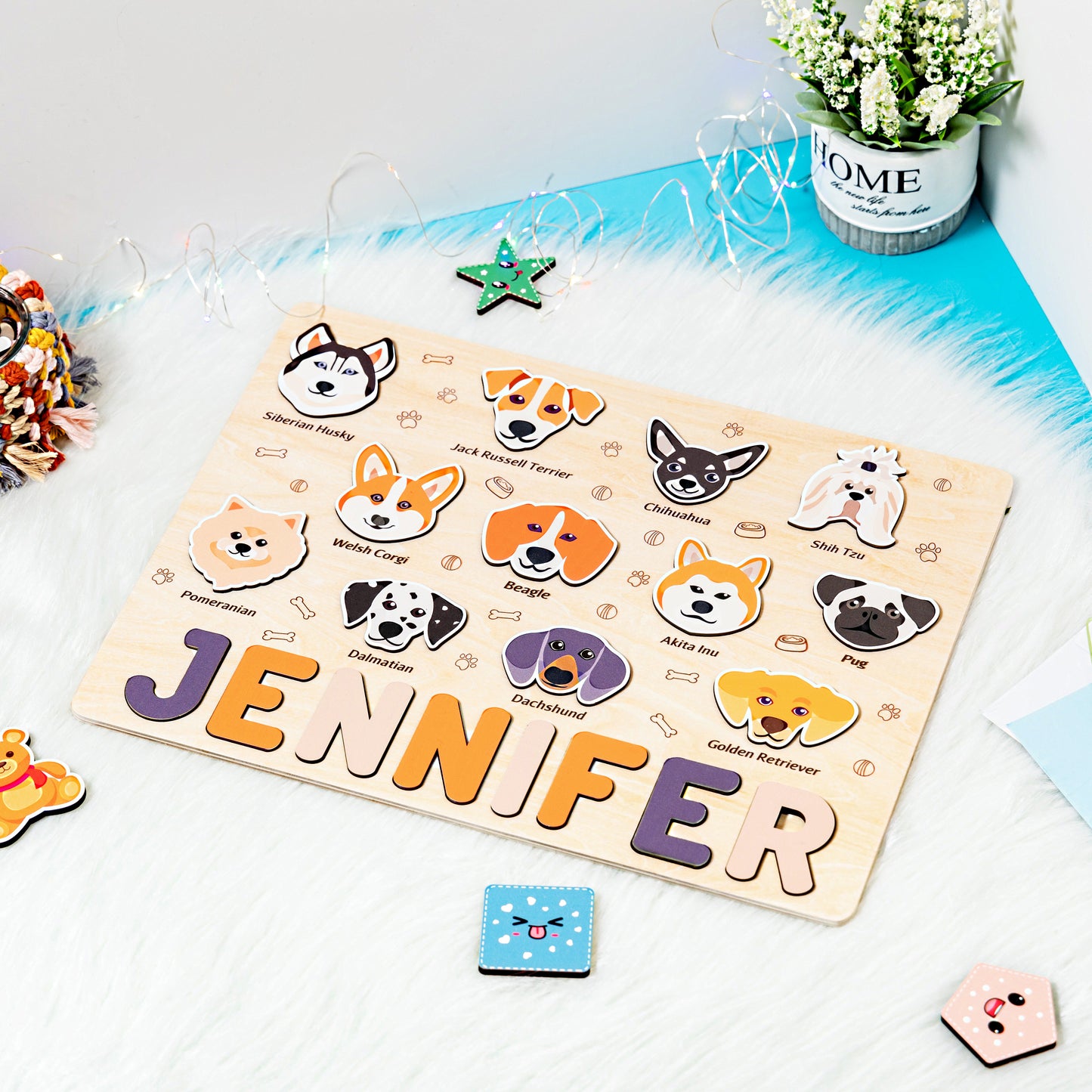 Personalized Baby Dog's World Wooden Name Puzzle