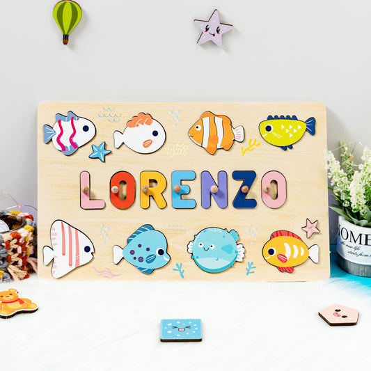 Personalized Baby Ocean Fish Wooden Name Puzzle