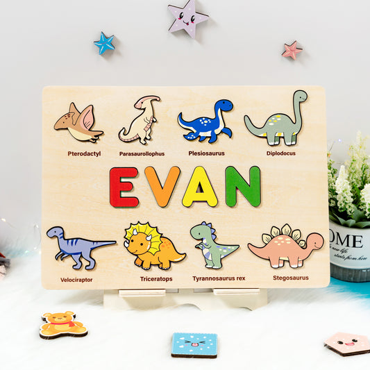 Personalized Baby Dinosaur's World Wooden Name Puzzle