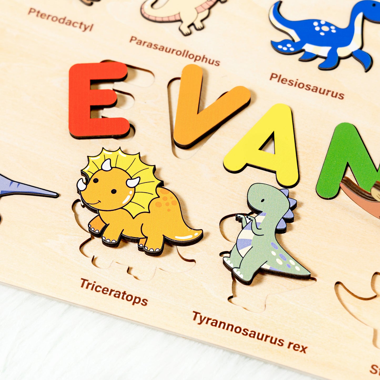 Personalized Baby Dinosaur's World Wooden Name Puzzle