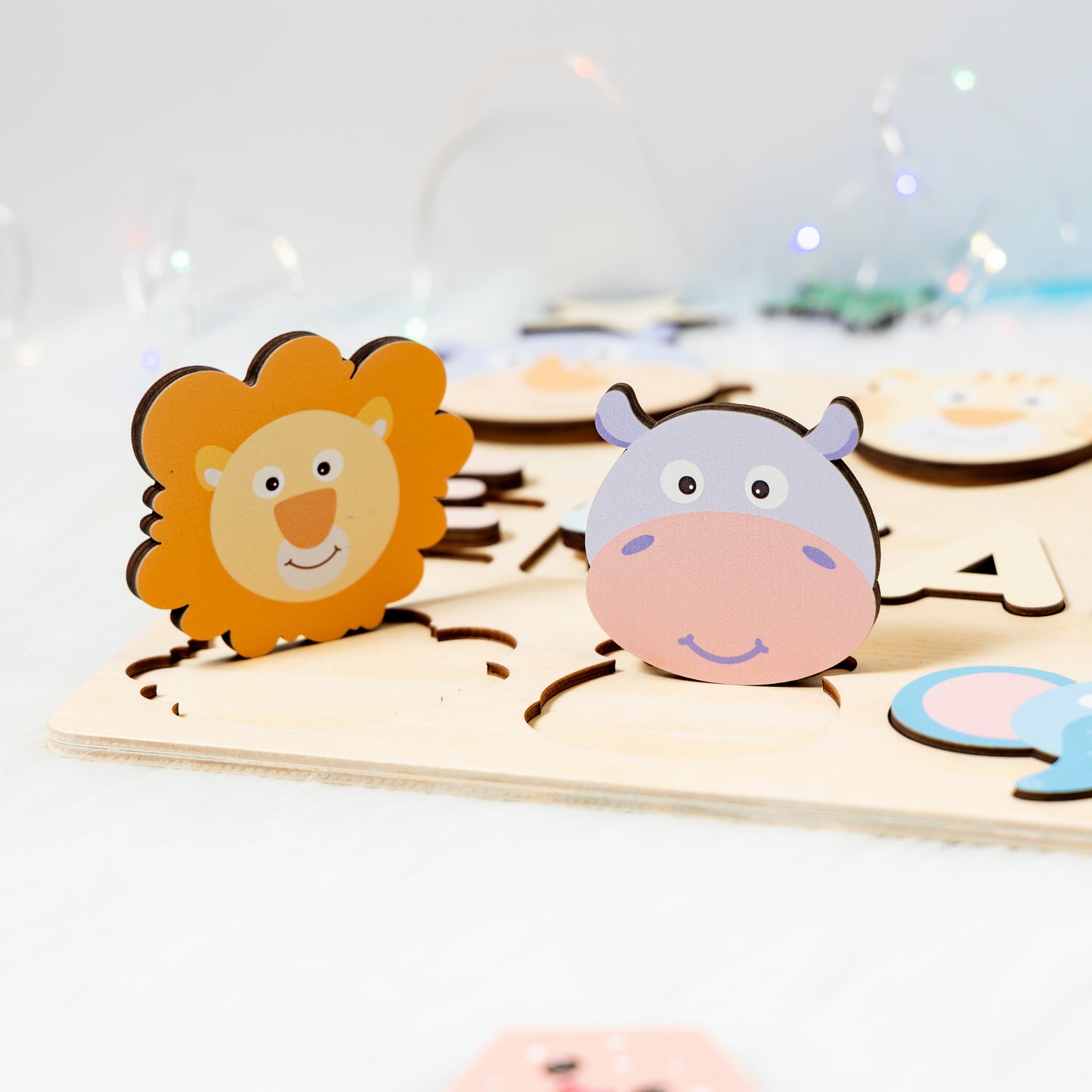 Personalized Baby Girl and Boy Woodland Animals Wooden Name Puzzle