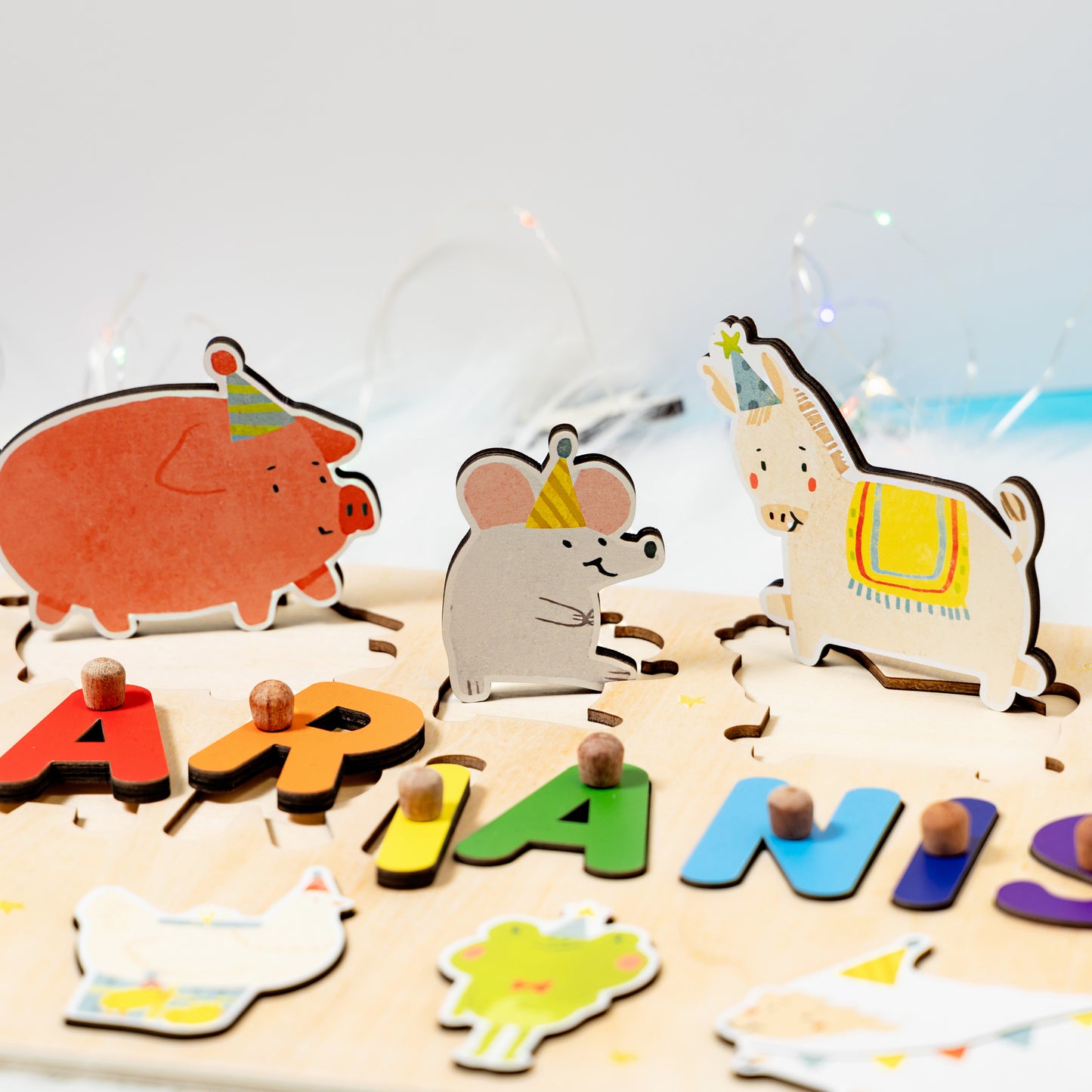 Personalized Baby Birthday Animals Wooden Name Puzzle