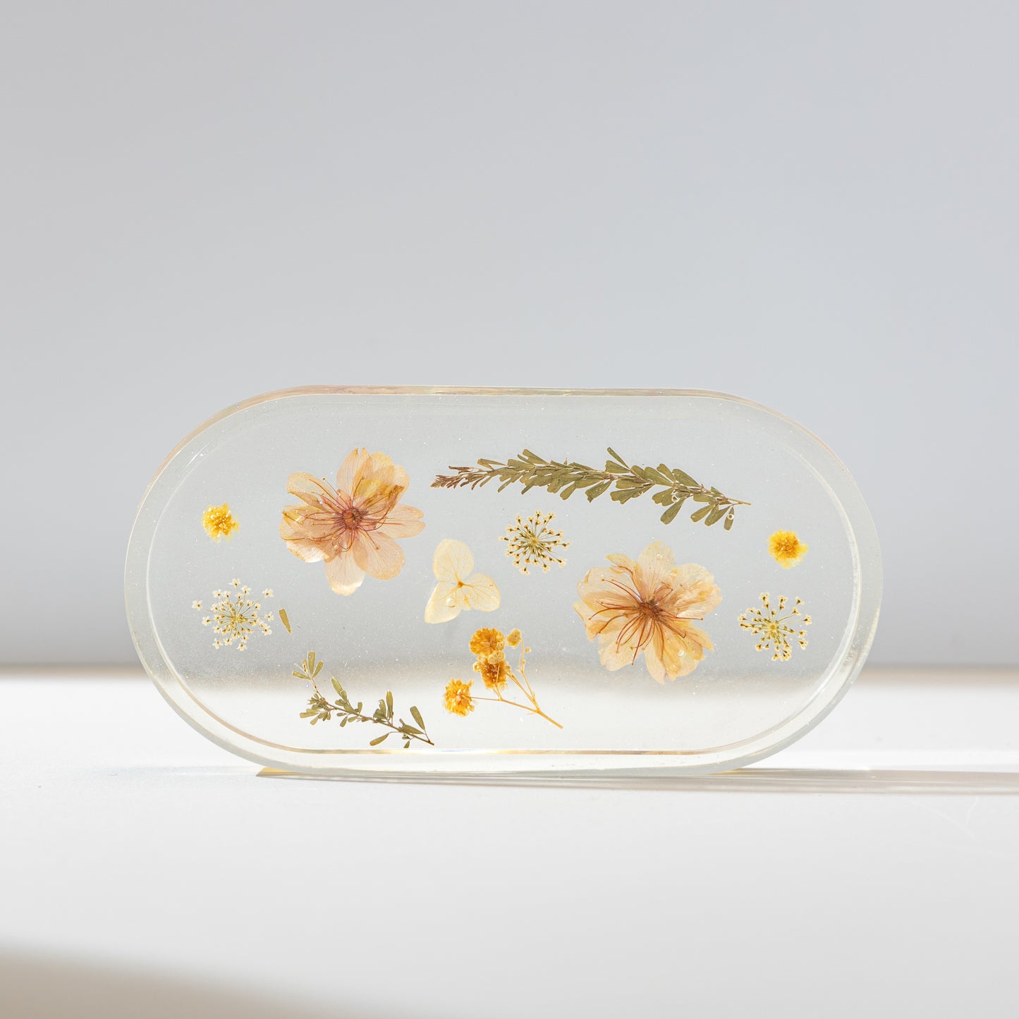 Pressed Natural Flowers Resin Serving Tray