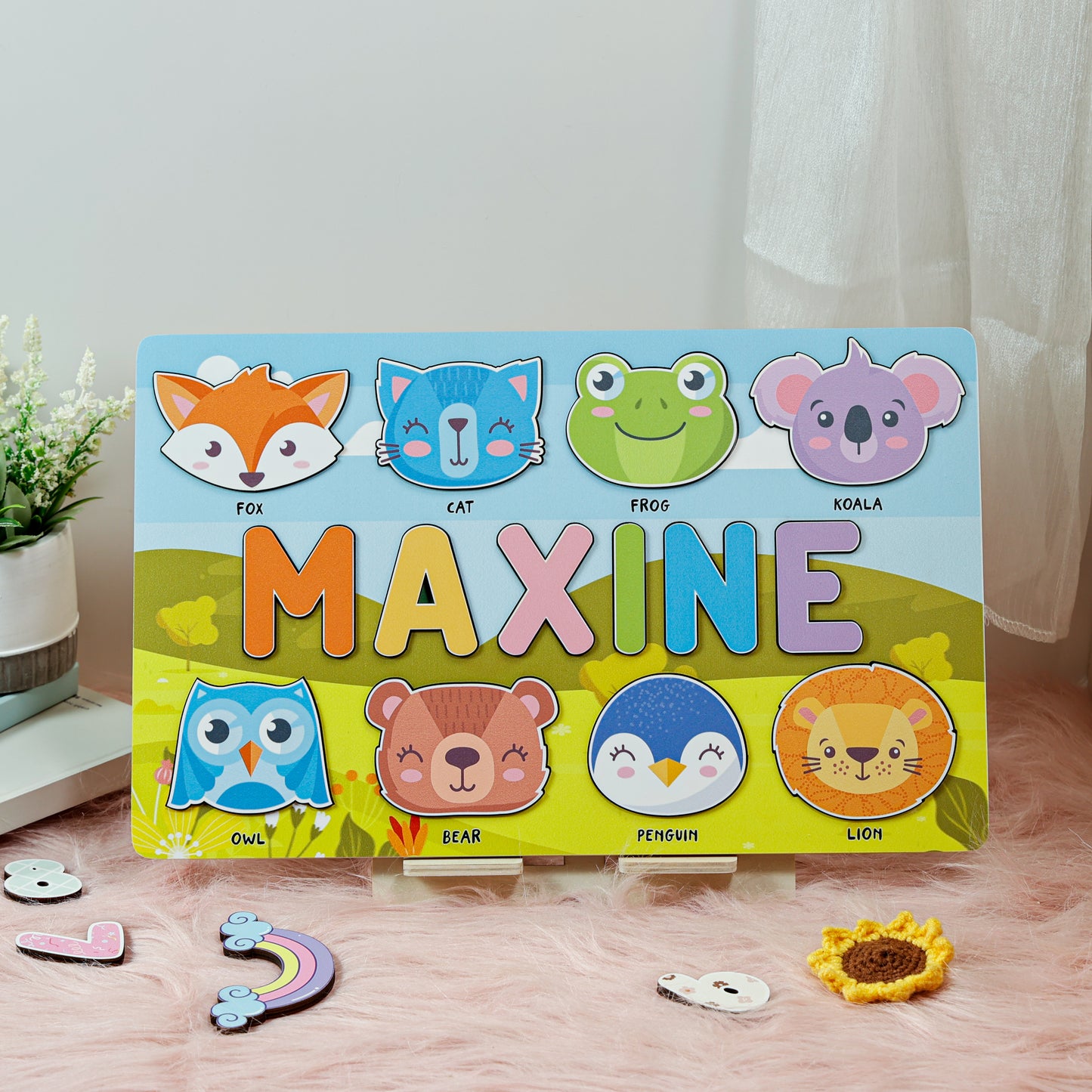 Personalized Baby Woodland Animal's World Wooden Name Puzzle