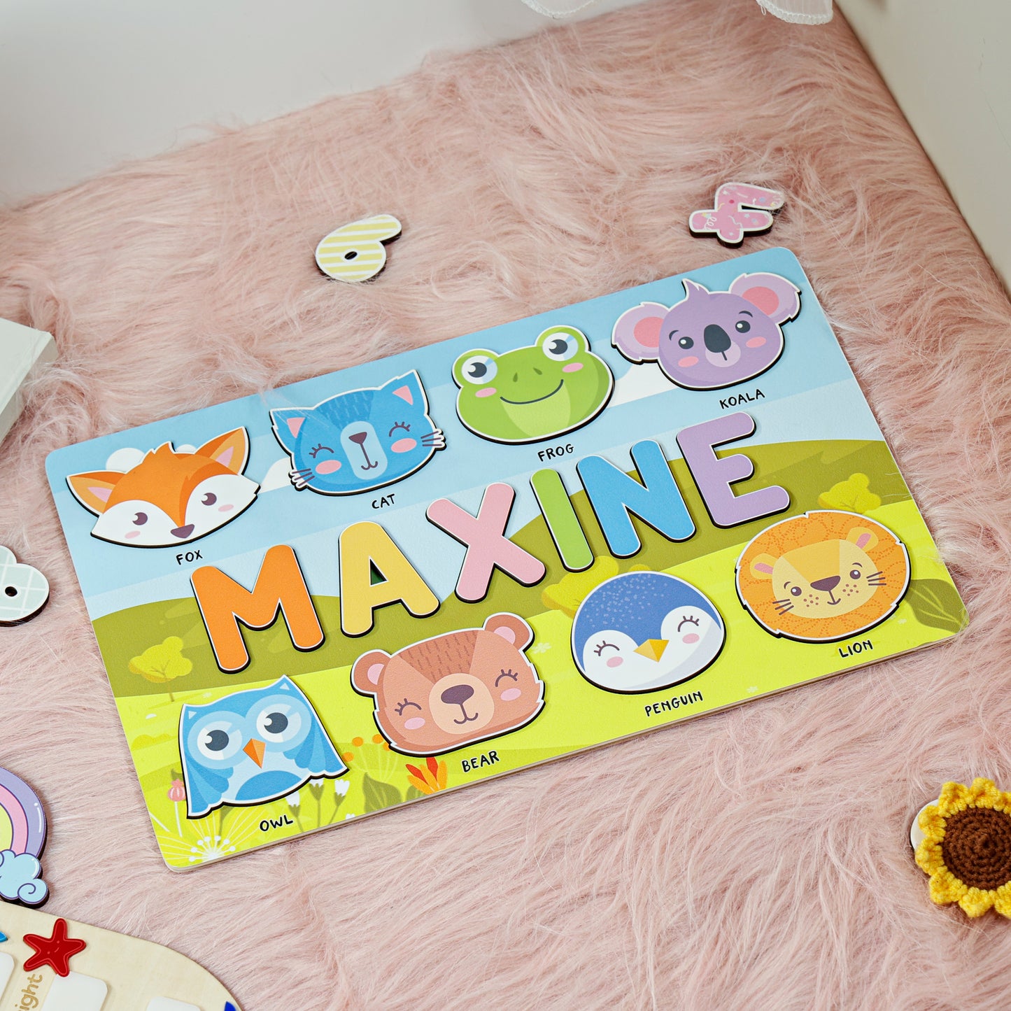 Personalized Baby Woodland Animal's World Wooden Name Puzzle