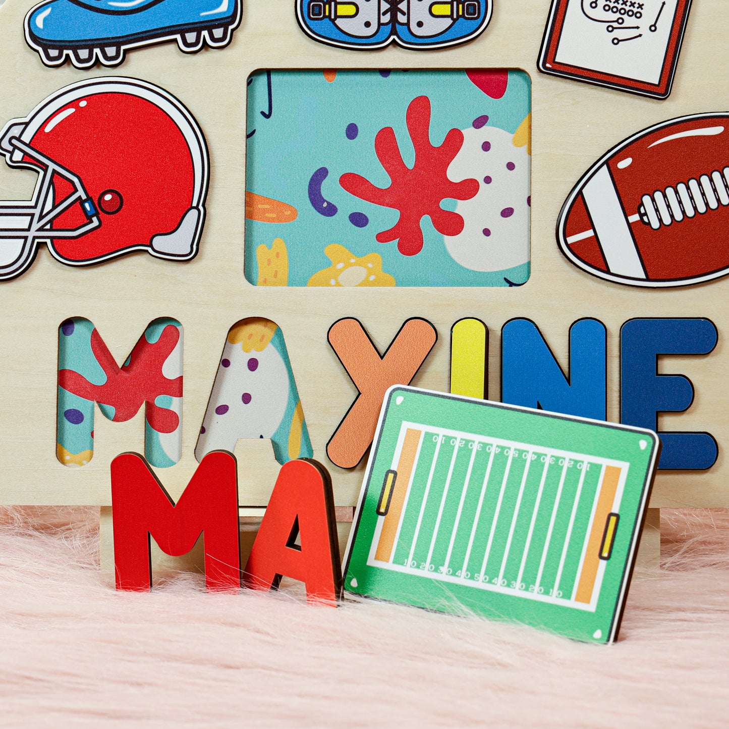 Personalized Baby Boy Football Player Wooden Name Puzzle