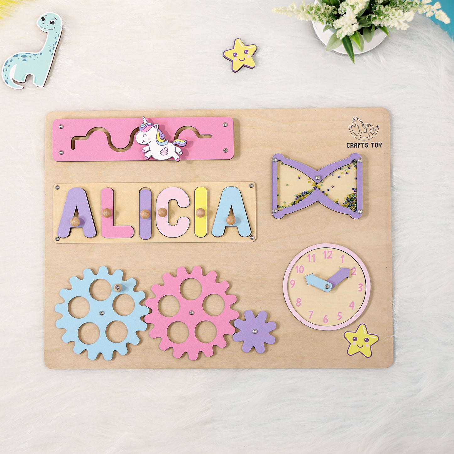 Personalized Baby Girl Unicorn Busy Board