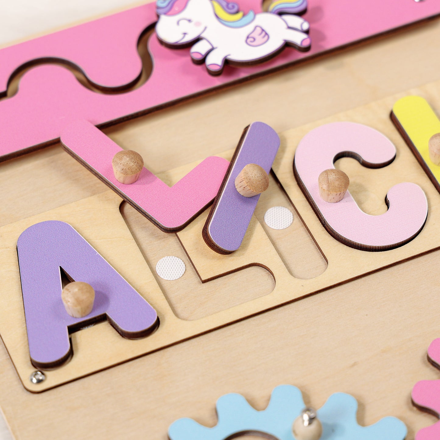 Personalized Baby Girl Unicorn Busy Board