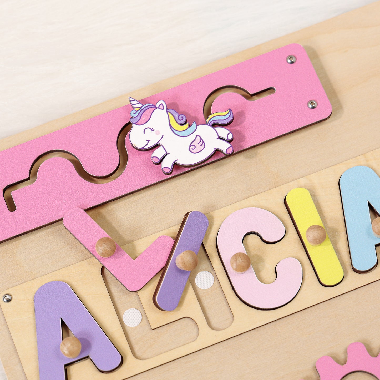 Personalized Baby Girl Unicorn Busy Board