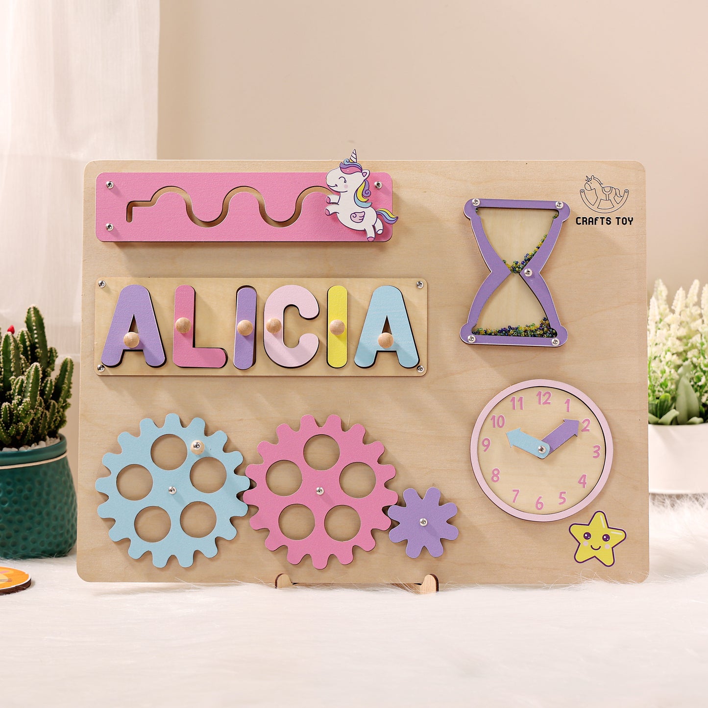 Personalized Baby Girl Unicorn Busy Board