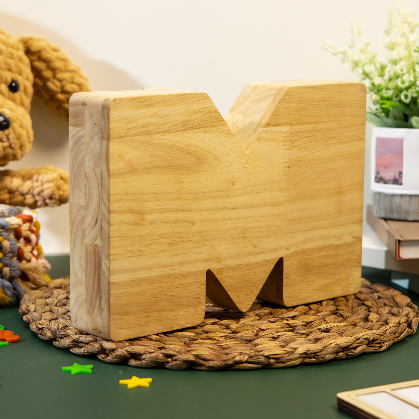 Custom Baby Name Plane Wooden Piggy Bank