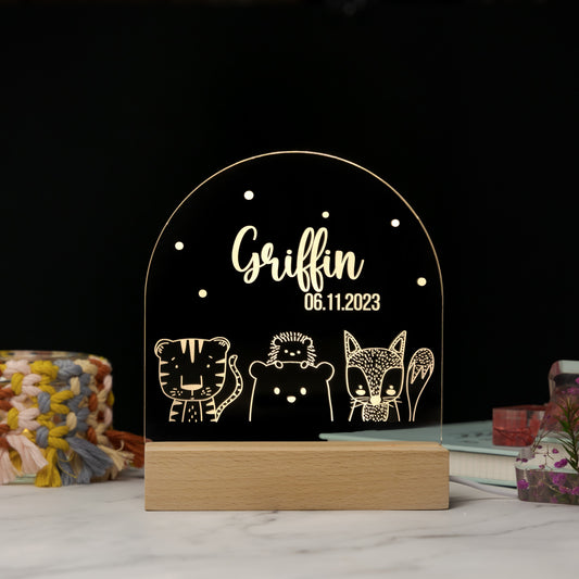 Custom Baby’s Animal Name Night Light Media 1 of 3