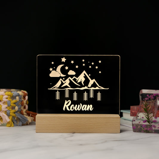 Custom Baby’s Mountain Name Night Light