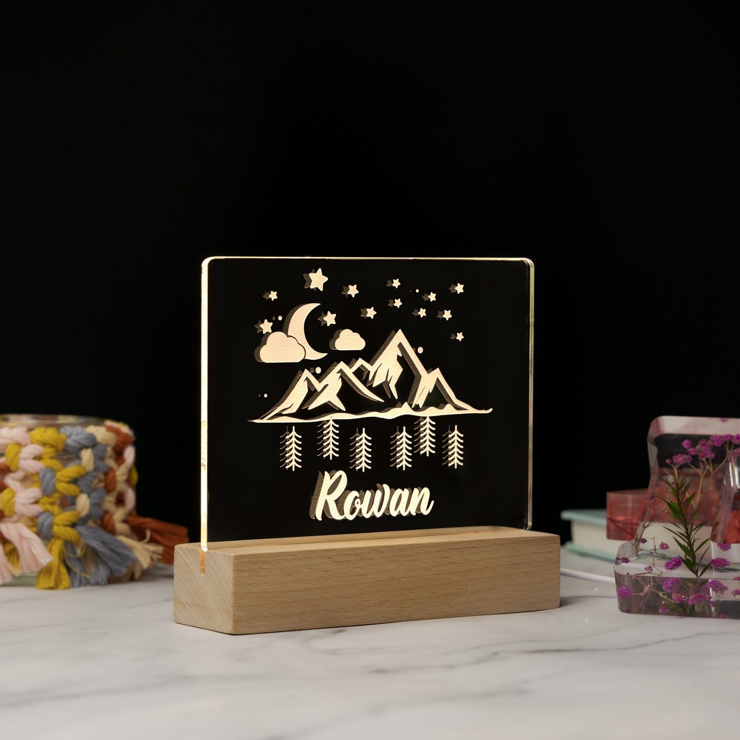 Custom Baby’s Mountain Name Night Light