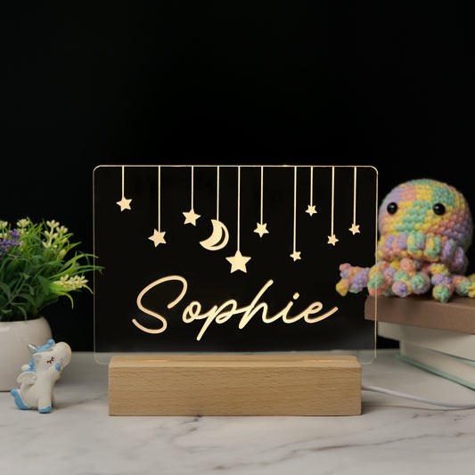 Custom Baby’s Moon And Stars Name Night Light