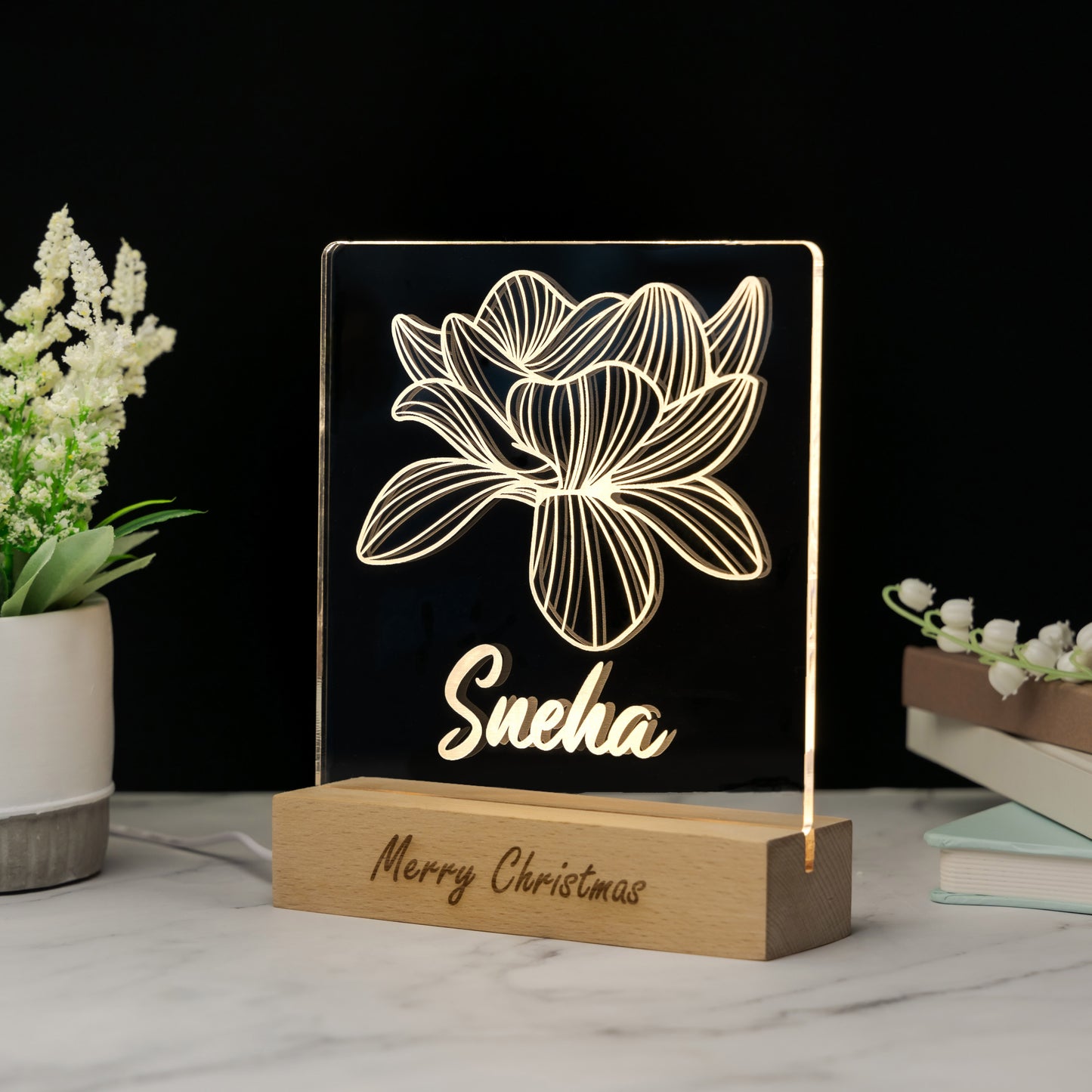 Custom Baby’s Flower Name Night Light