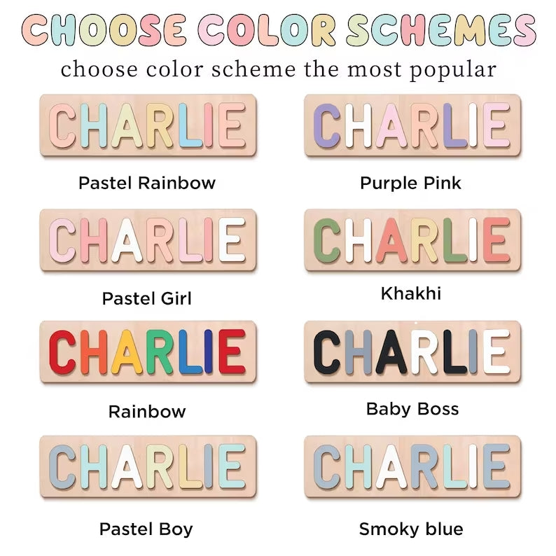 Personalized Baby Girl and Boy Animals Wooden Name Puzzle