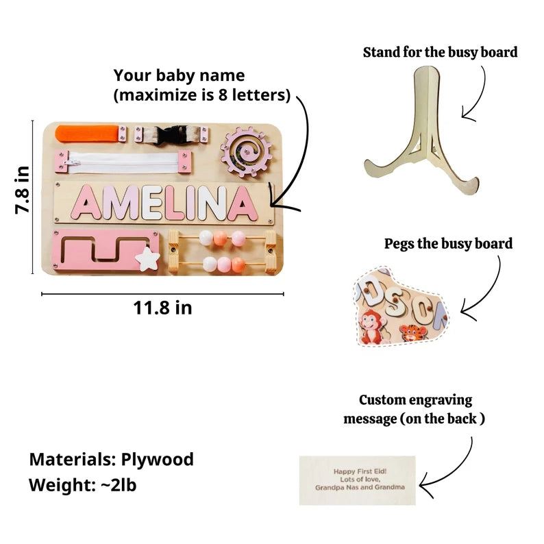 Personalized Baby Sensory Busy Board