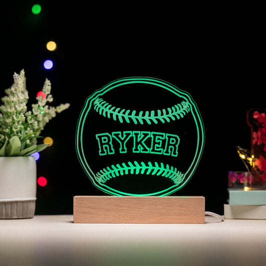 Personalized Baby Name Baseball MVP Acrylic Night Light