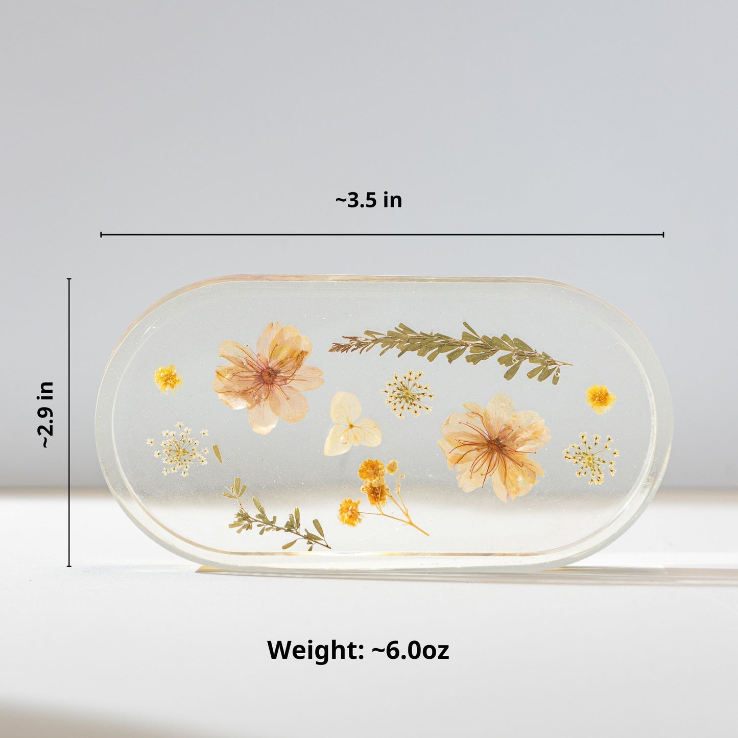 Pressed Natural Flowers Resin Serving Tray