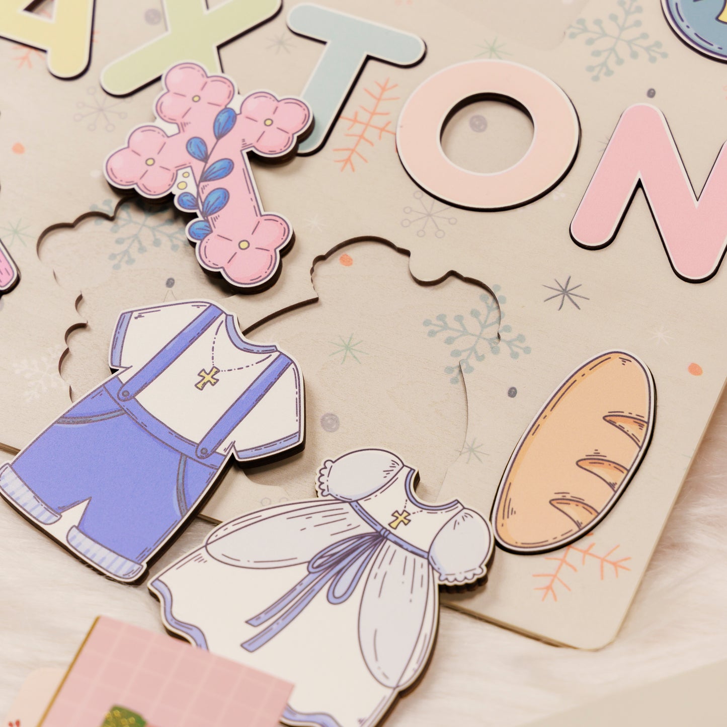 Personalized Baptism Baby Girl Wooden Name Puzzle