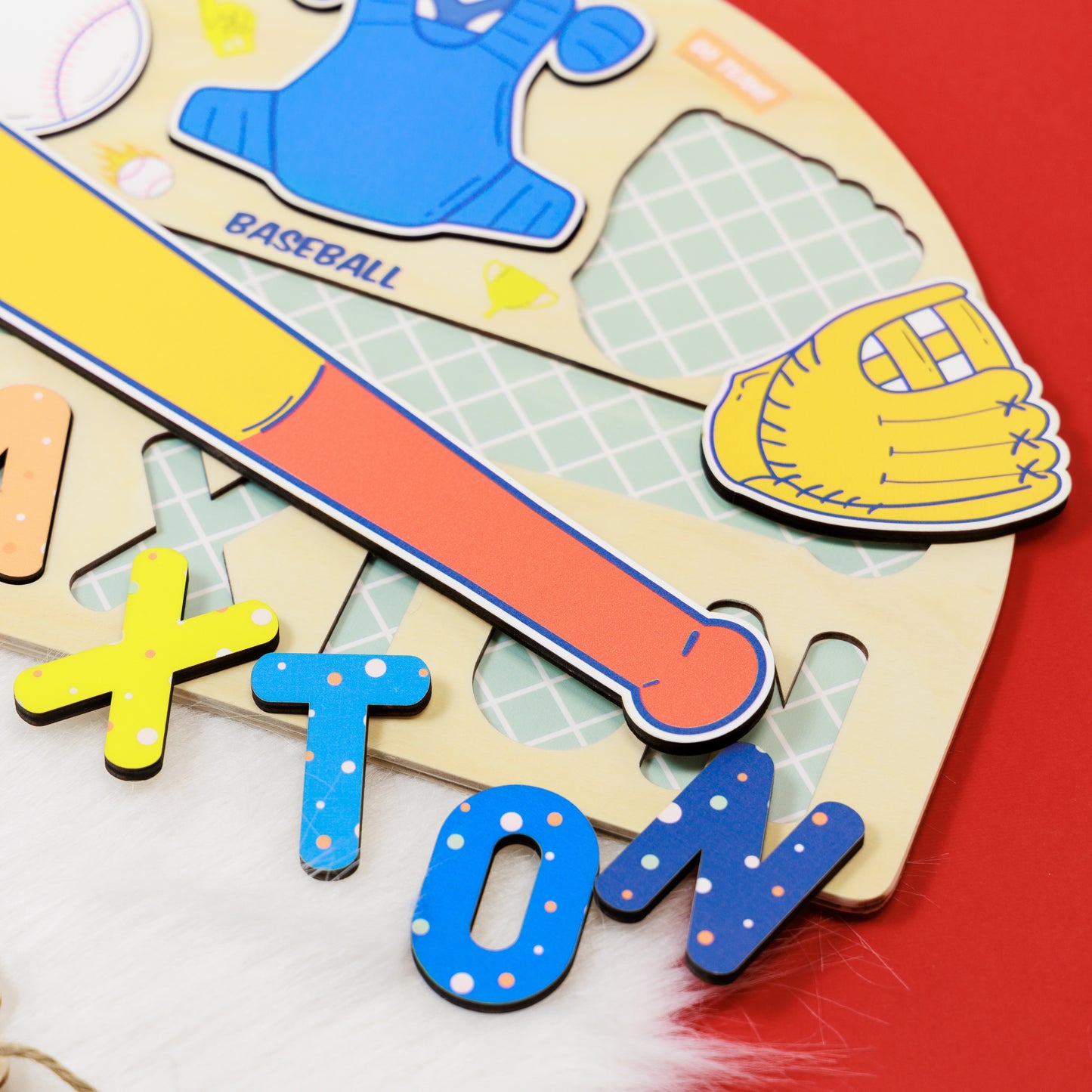 Baby Boy Baseball Bat Wooden Name Puzzle