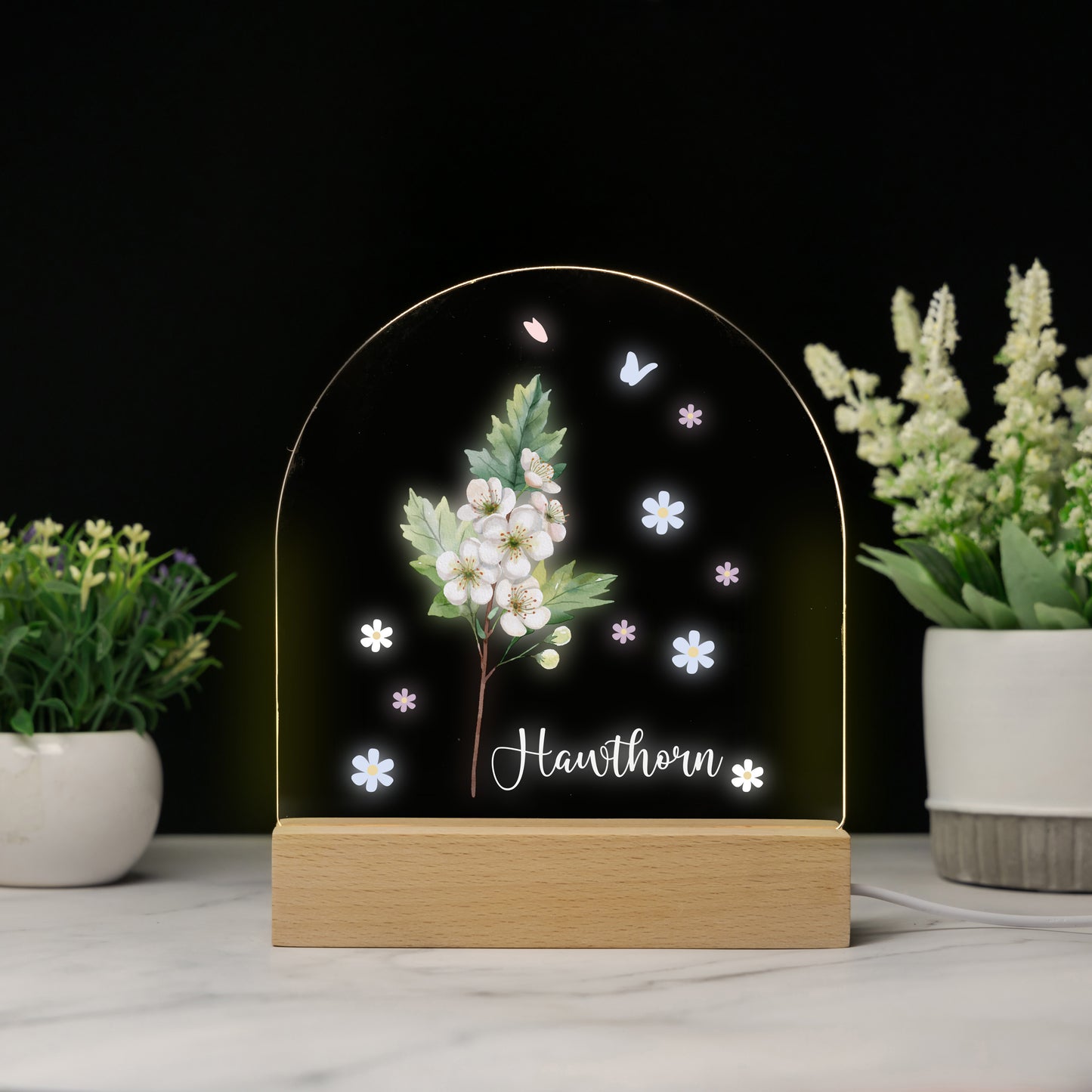 Custom Birthflower Name Night Light