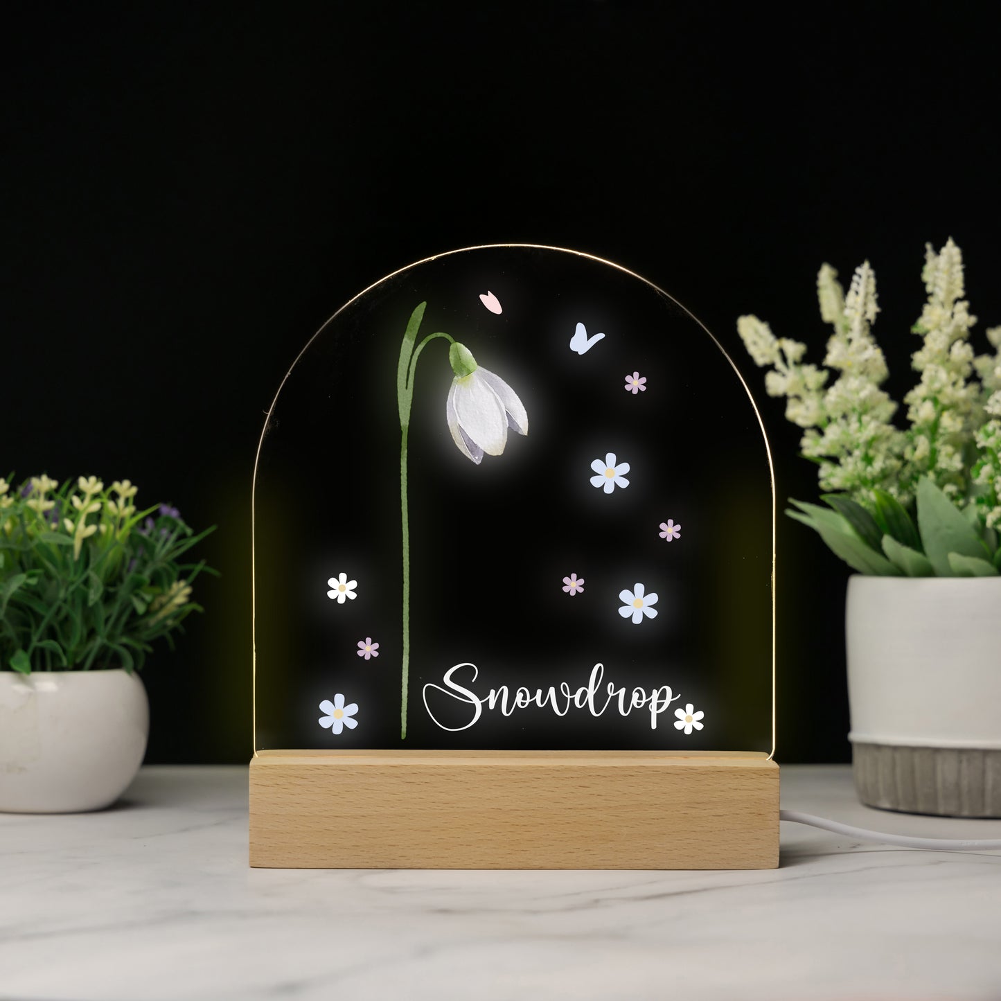 Custom Birthflower Name Night Light