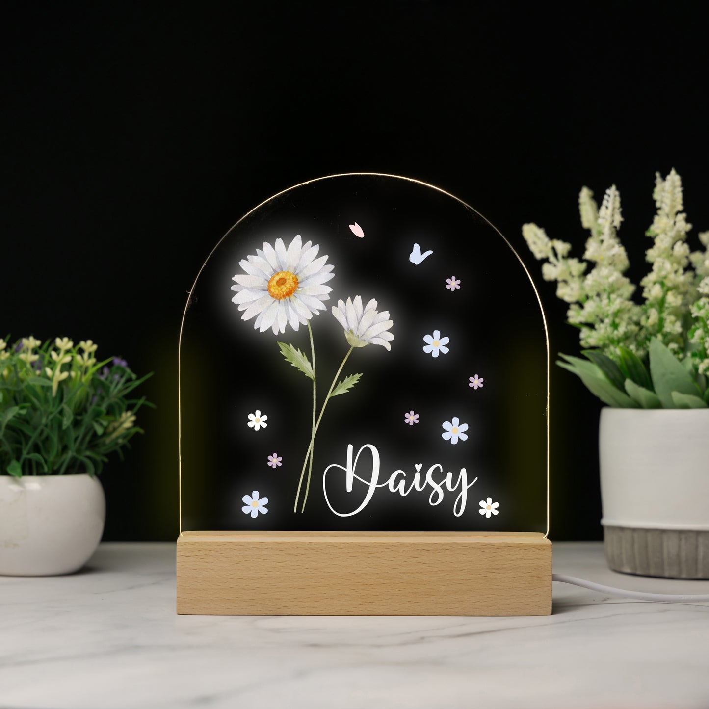 Custom Birthflower Name Night Light