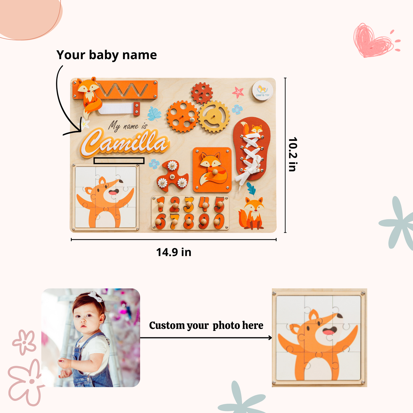 Custom Bear Baby Busy Board