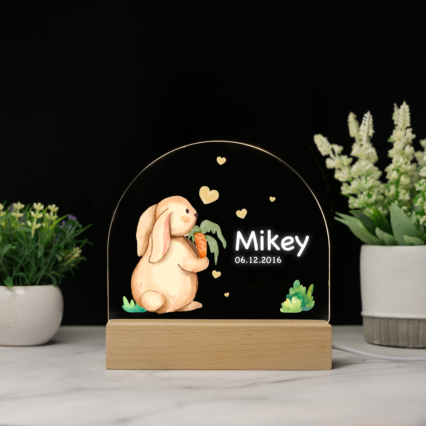 Custom Woodland Animals Baby Name Night Light