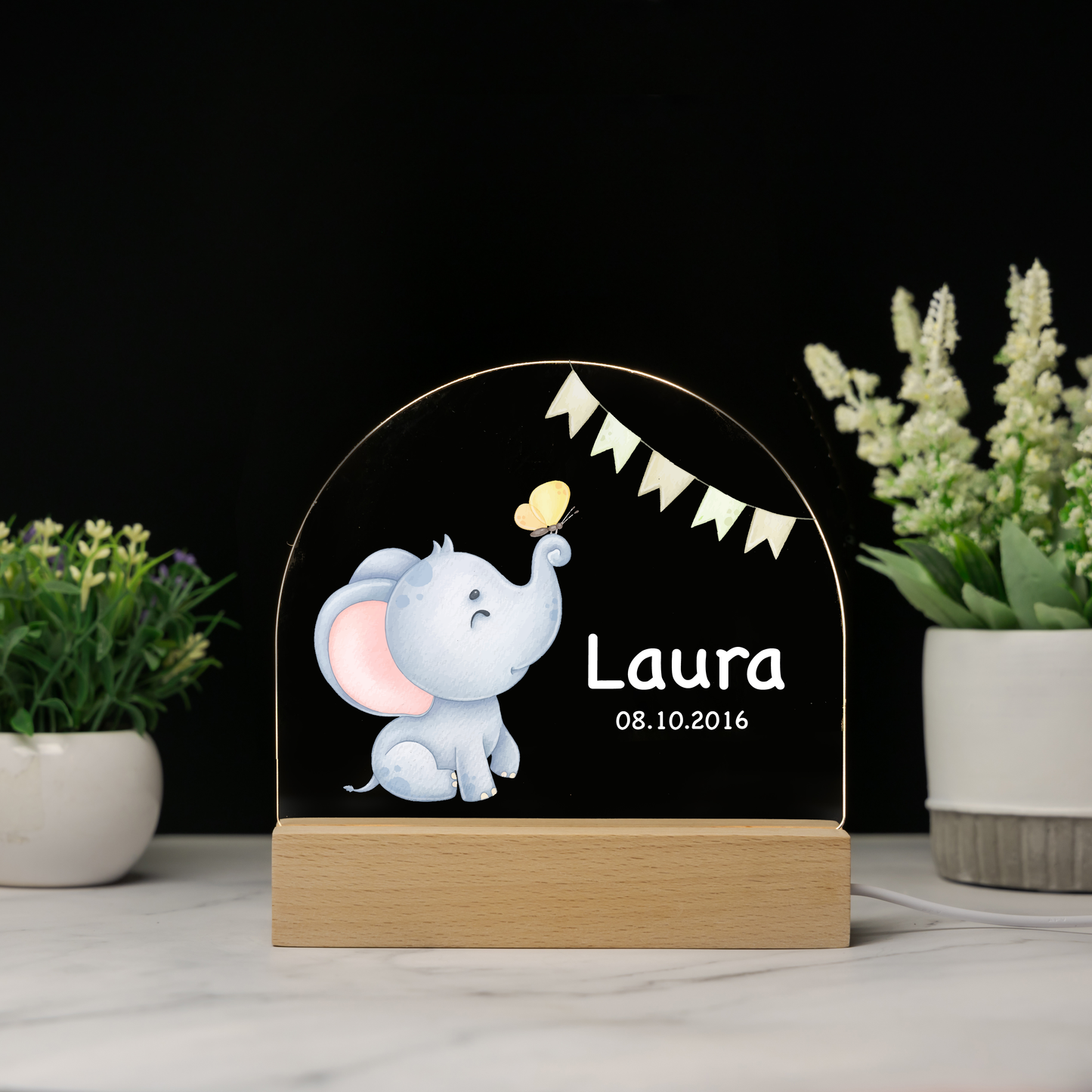 Custom Woodland Animals Baby Name Night Light